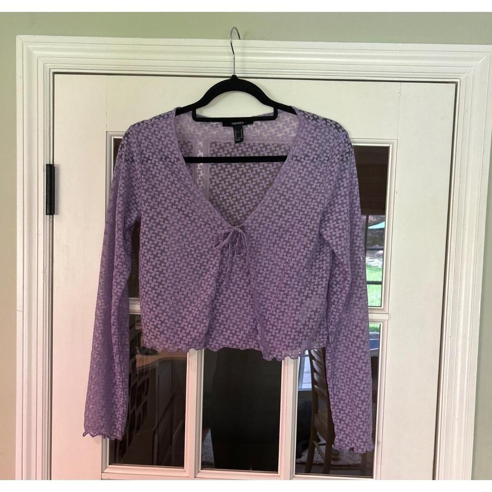 Forever 21 Lavender Purple Floral Sheer Cardigan and Tank Top Set Womens Small